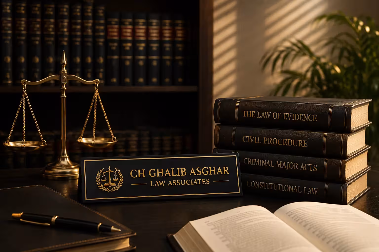 Advocate Chaudhry Ghalib Asghar at his law firm in Lahore